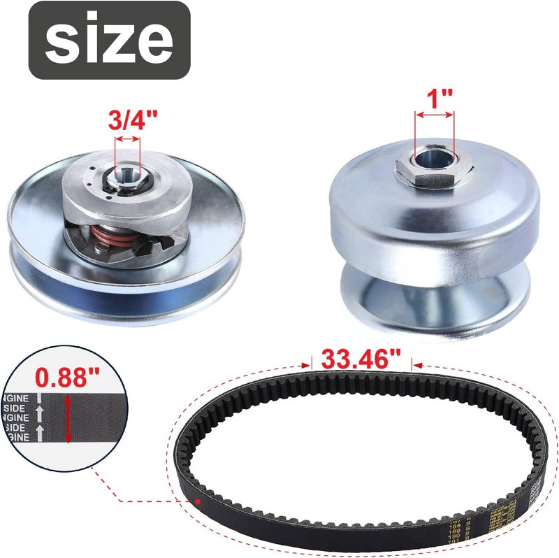 BATONECO 40 Series 1" Bore GO Kart CVT Torque Converter clutch kit, 1" Bore Driver Clutch + 3/4" Driven Clutch + 203785 Drive Belt Replaces Comet 40/44 Series for Mini Bike, Go Kart, Lawnmower - Image 3